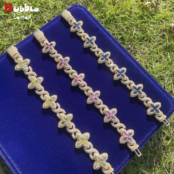 Foreign Trade European and American Cross-Border New Infinity Four-Leaf Clover Copper Inlaid Zircon Personalized Fashion Unisex Hip-Hop Bracelet