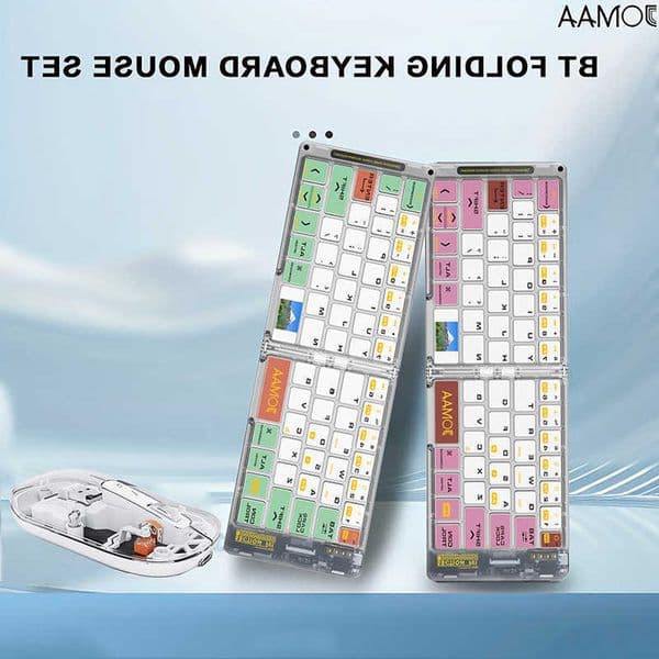 Jomaatransparent Bluetooth Foldable Keyboard Mouse Combo USB Folding Keyboard with 2400DPI Silent Mouse for Computer Laptop L260603