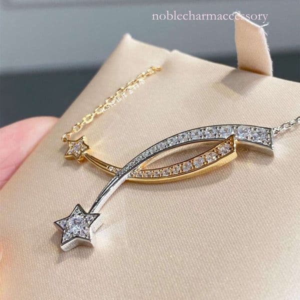 Channels Necklaces Designer Gold Full Diamond Comet Necklace For Women Featuring Meteor Cross Pentagram Crafted Feel Star Shaped Collarbone Channeled Jewelry