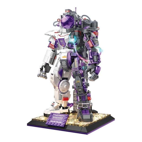 Astronaut Wanderer Space Warrior Mech Building Blocks Collectible Robot Model with Light-Up Base Gift for AdtsJ260603