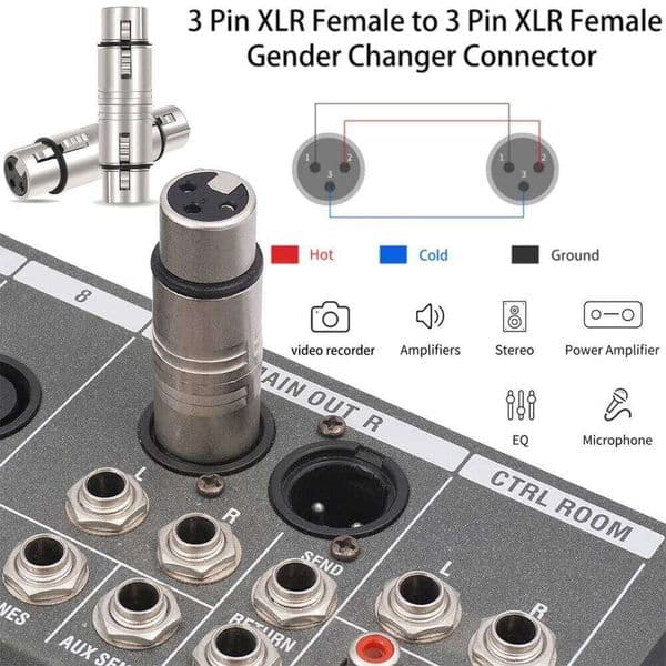 XLR To Female 3 Pin Audio Adapter Connector for Microphone Stereo Mixer