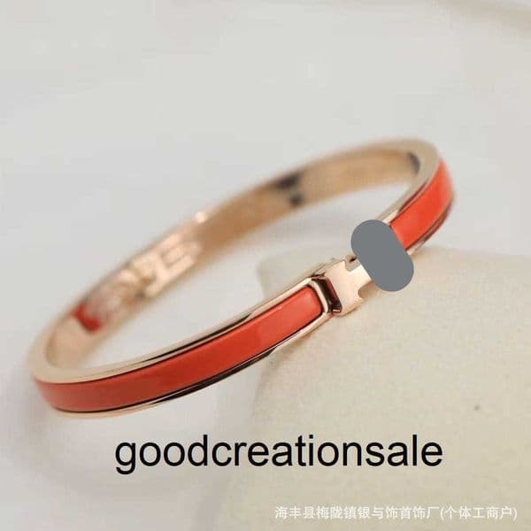 Brand H Bangle Mini H Bracelet Narrow Enamel Bangle Non-Fading Fashion Commuting Jewelry Accessory for Women with a High-End Feel UTO1