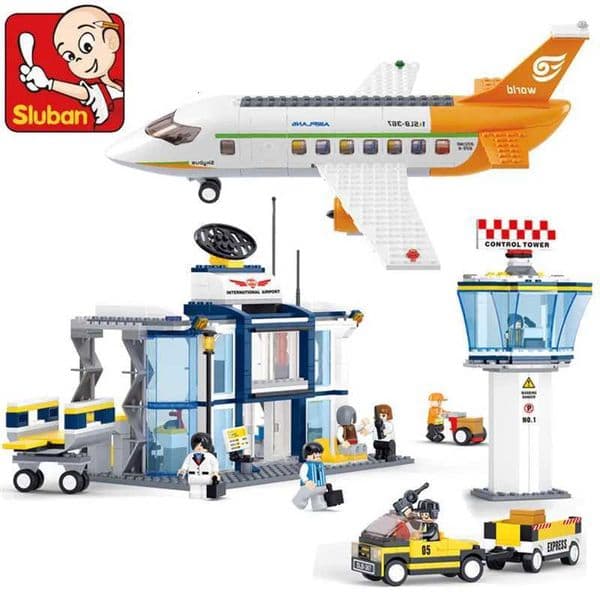 AIRBUS Air Space Street View Civil Aviation City Passenger Plane Cargo Airport Construction Building Blocks Educational Kids Toy J260603