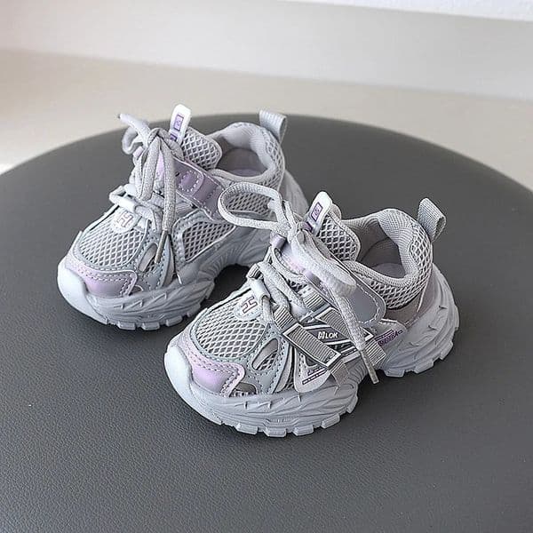 Children Sport Shoes Spring Autumn Kids Sneakers Soft Breathable Mesh Shoes Boys Girls Lace-up Running Shoes Gray Black260603