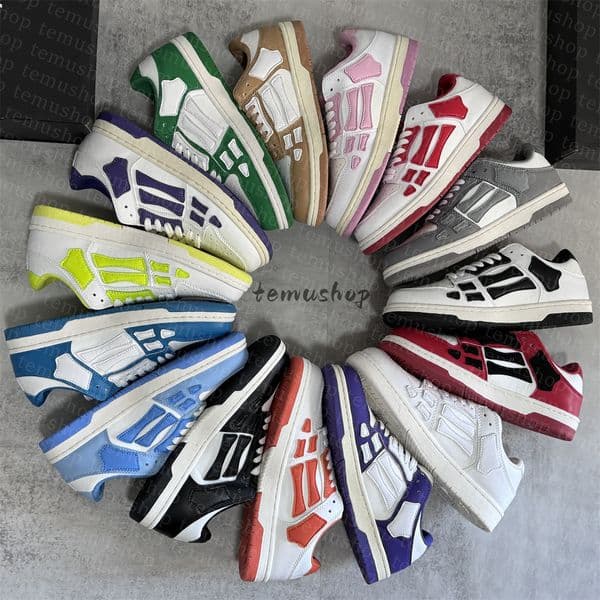 Skel-Top Low Casual Shoes Skelet Bones Runner Top Low Skel Skeleton Women Men Retro Sneakers Black White Genuine Leather Lace Up shoes Size 36-45