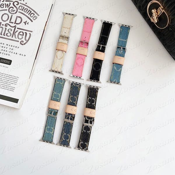 Luxury Watch Band Leather Belt for iWatch S11 10 46mm 9 8 7 6 5 4 3 2 Ultra Se Series Replace Embroidery Flower Wristband 38mm 40mm 41mm 42mm 44mm 45mm 49mm Designer Strap