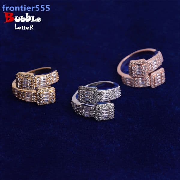 Hip-Hop New Style Square Open Buckle Ring Real Gold Plated Fashion Personality Trendy Adjustable Ring