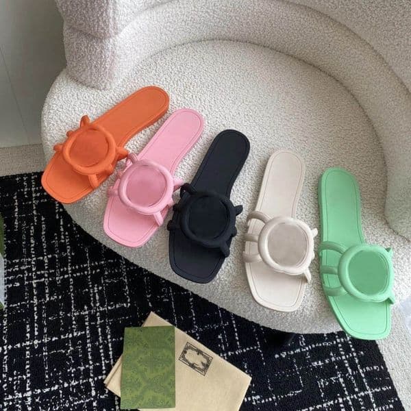 womens sneakers designer slippers Womens sandals shoes flip flop slides Rubber Jelly black white pink Orange green Summer beach Women