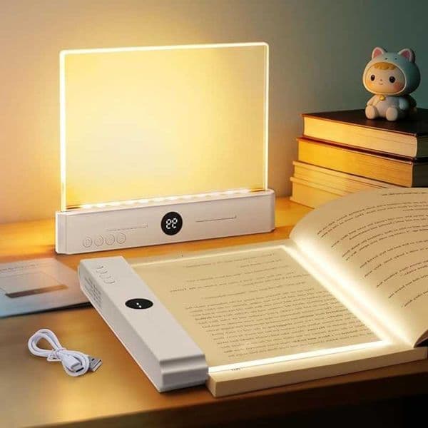 Book Light Dimmable LED LED Reading Light 3 Color Flat Book Lamp for Reading Rechargeable Full Page Light Smart Bookmark Light M260603