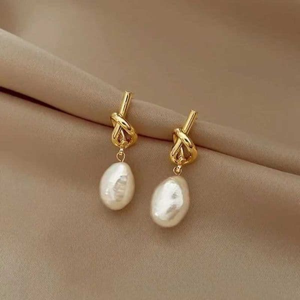 Flat Spliced 2023 Elegant Bean New Pearl French Gold Color Earrings for Korean Fashion Jewelry Party Women's Sweet Accessories X260603