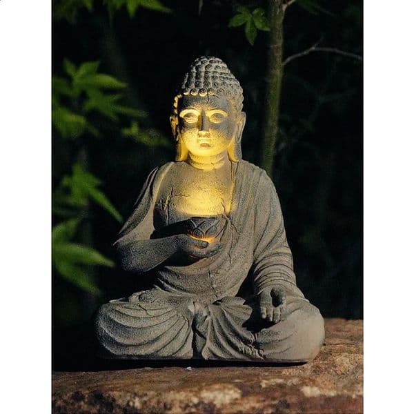 Luxury Designer Decor Resin Solar Buddha Statue Sculpture Decor Light Zen Asian Japanese Garden Decoration Outdoor Front Porch Patio Yard Home gift set Decorati 13