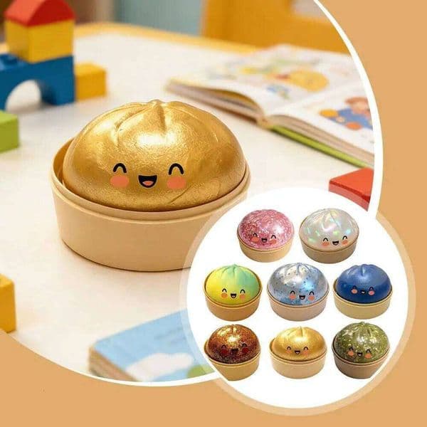 Large Squishies Bun Toy, Slow Rising Glitter Dumpling Ball, Stress Relief Fidget Toy for Home Office Travel 26L0603