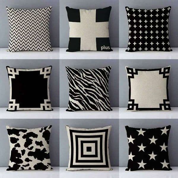 45x45cm square pillowcase European Casual Cozy White & black geometric cushion cover for sofa/bed home decorative Pillow Case 26L0603 pillowcase