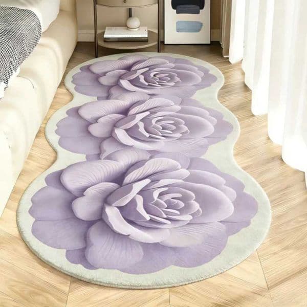 Bedroom Irregular Shape Decor Girl Carpet Flower Pattern Carpets for Living Room Thicken Plush Bedside Rug Fluffy Soft Floor Mat L2606031