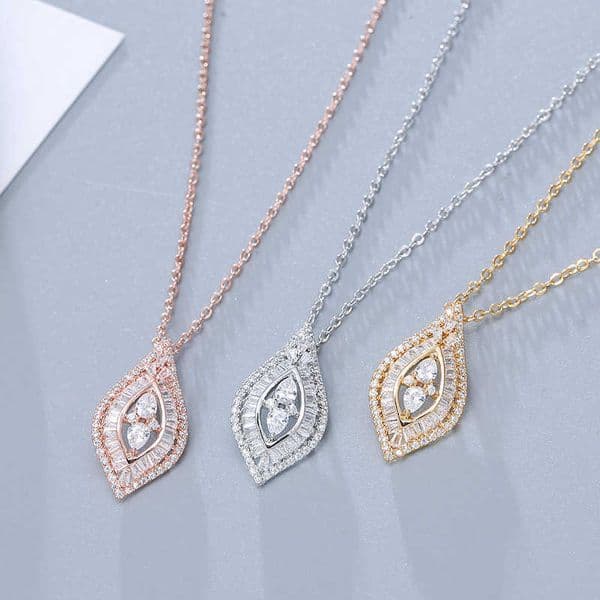 and Elegant Fashionable Design Devils Eye Inlaid Zircon Necklace Silver Pendant L260603OPU7