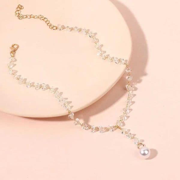 womens accessories New creative minimalist pearl crystal necklace trendy ins bright zircon collarbone chain women Z260603