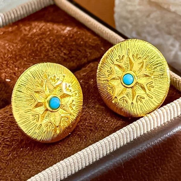 Designer Turquoise Cuff Bracelet Gold Tone Crystal Accent Woven Texture Engraved Statement Jewelry Fashion Accessory Gift For Women For Collectors Today