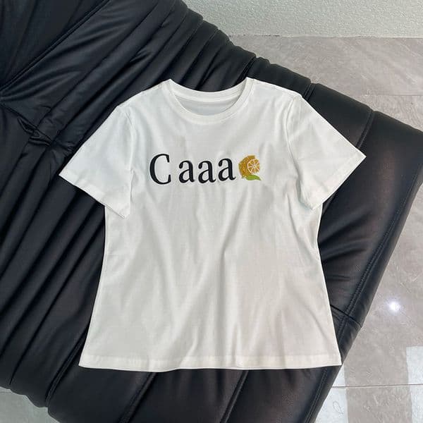 Women Designer White T Shirts Letter Embroidery Beads Loose Trendy Tees Summer Breathable Versatile Tee