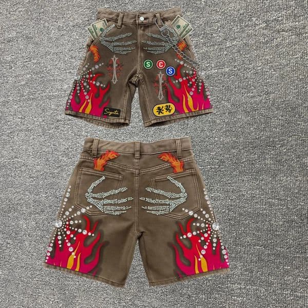 Embroidered Shorts Y2K Streetwear Man Woman Clothing Harajuku Hip Hop Baggy Denim Gym Shorts Gothic Summer Shorts 260610