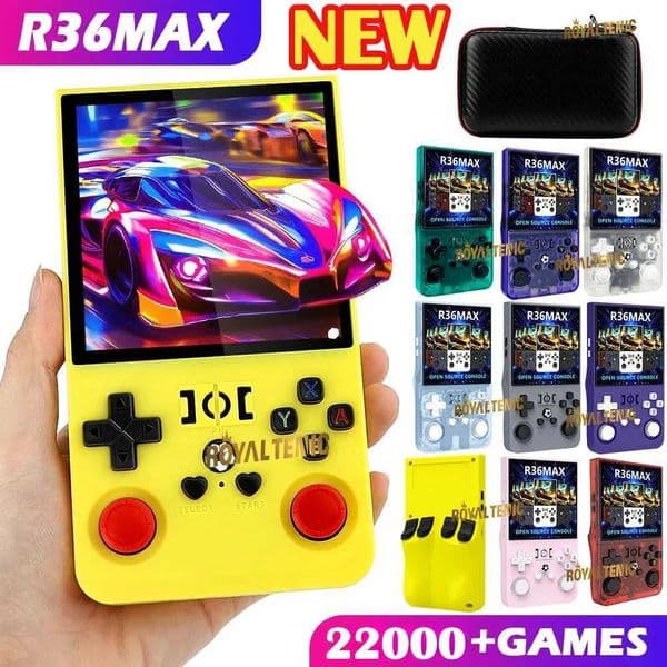 Console R36MAX Game 64GB 128GB 18000GAMES Linux System 40inch K36 vs R36S 35inch Pocket Video Player No Download RequiredJ260603