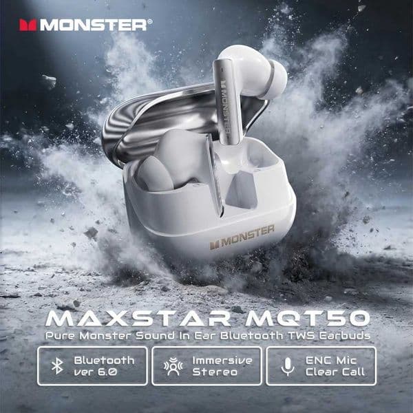 Bluetooth Monster MQT50 6.0 Sport Earbuds ENC Call Noise Canceling Headphone IPX4 Waterproof TWS Wireless Earphone with Mic L260602