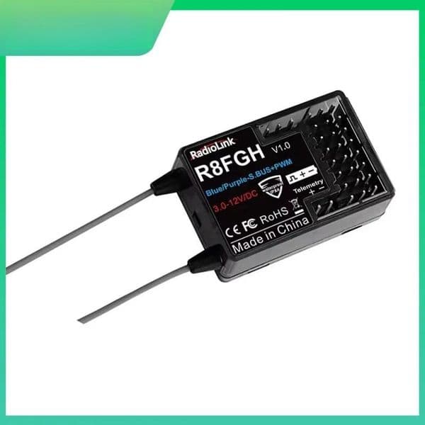R8FGH 2.4G 8CH Gyro Receiver With Telemetry Voltage Detection Max 14S 58.8V For RC Car Boat Lawn Mower Robotic Equipment Signal Monitoring And Vehicle Retrofit Parts