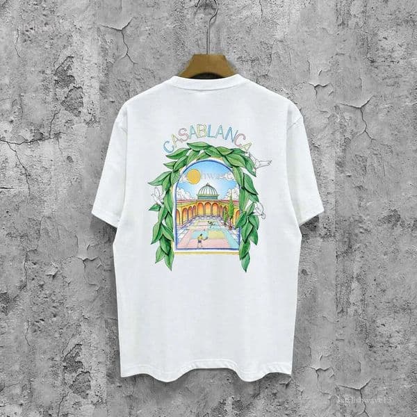 Casas shirt designer style men shirt soft breathable pure cotton Casablancolly Tshirt printed vintage summer casual apparel b89