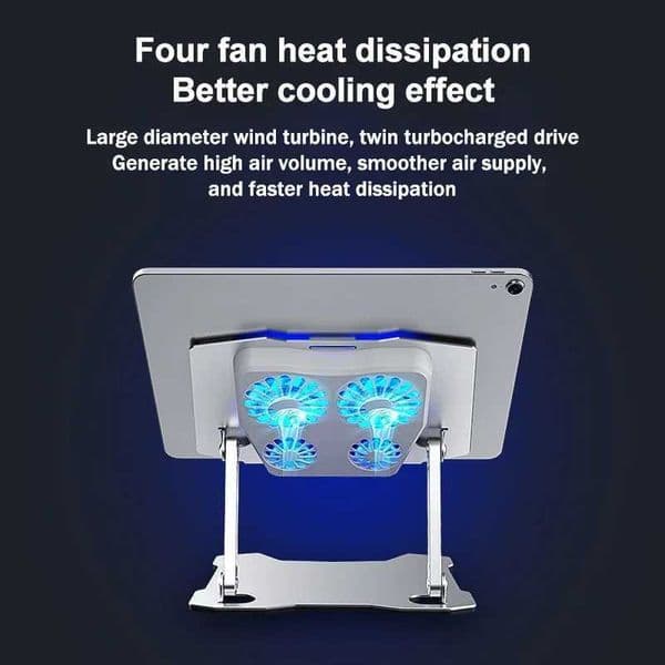 Aluminum X16 Alloy Multi-functional Adjustable Bracket Radiator Folding Telescopic Stand with 4 Cooling Fans for IPad UniversalT2600604