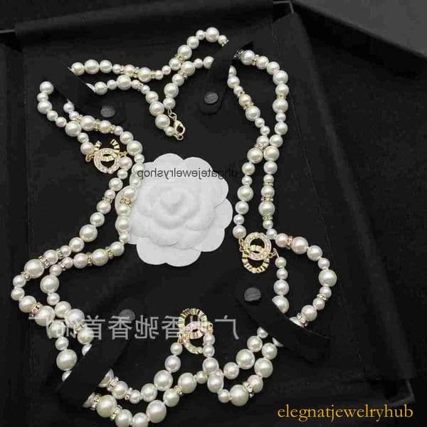 Designer Jewelry channels necklace Pearl and diamond sweater chain style long necklace for women cc necklace