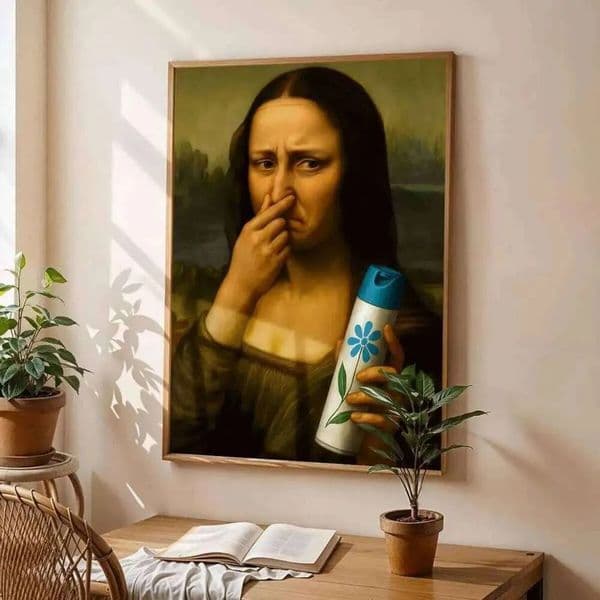 2026 Mona Lisa Funny Canvas Print Vintage Abstract Prints Wash perfume Room Bathroom Toilet Hallway Wall Art Home Decor Poster cologne Free Shipping 28