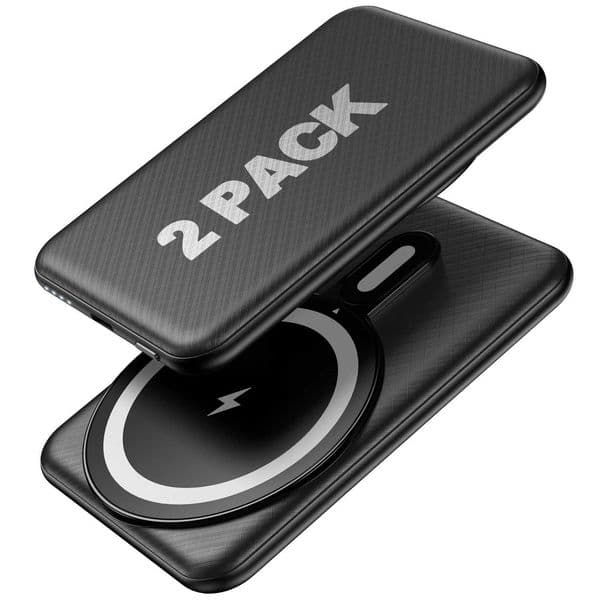Wireless Power 2-PackMagnetic Bank 5000mAh with Cable Portable Fast Charger For iPhone 14/13/12 Samsung Huawei iWatch L260604