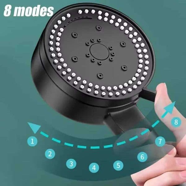 8 Modes High-Pressure Head Fall Resistance Black Handheld Showerhead Water Saving Bathroom Shower Accessories Tool Parts 26L0604