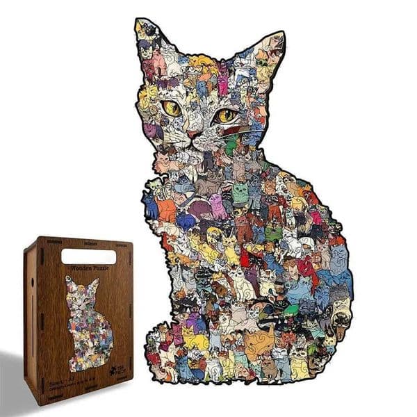 Interesting Colorful Kittin Wooden Puzzle Irregular Animal Shaped Wooden Puzzle Gift For High Difficulty And Intelligence Toys L260604UCAT