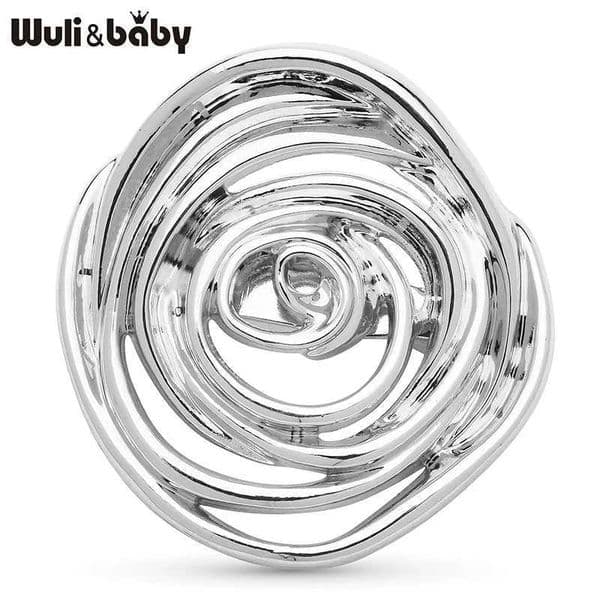 Artistic Wulibaby Metal Style Rose-flower Brooches 2-color Flowers Brooch For Womens Clothes Bkpk Pins Gifts L260603LOQW