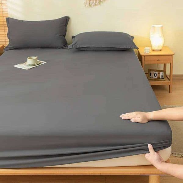 Solid Color Sanding 3Pcs Fitted Sheet Sets Skin-Friendly Non-Slip Mattress Protective Comfort Elastic Bed Cover Pillowcase 26L0604