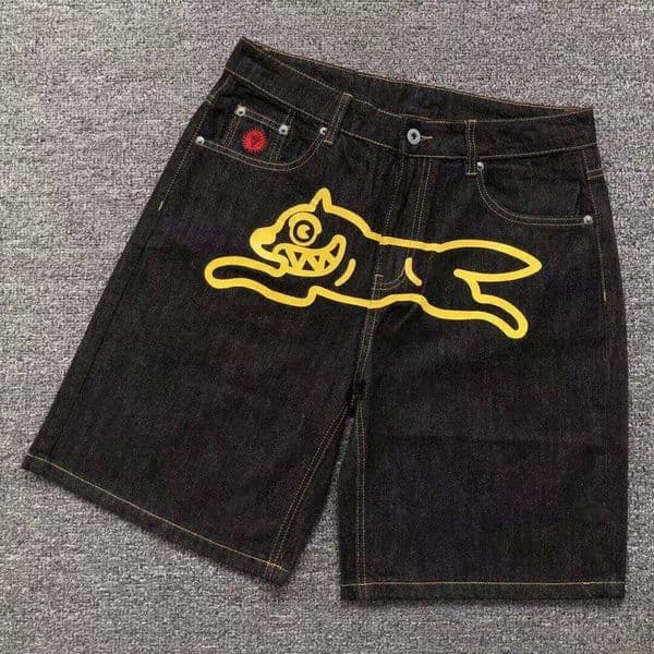 Y2k American Retro Hip-Hop Printed Denim Shorts Summer Men And Women Fashion High Street Personalized Loose Straight Jeans 26L0604