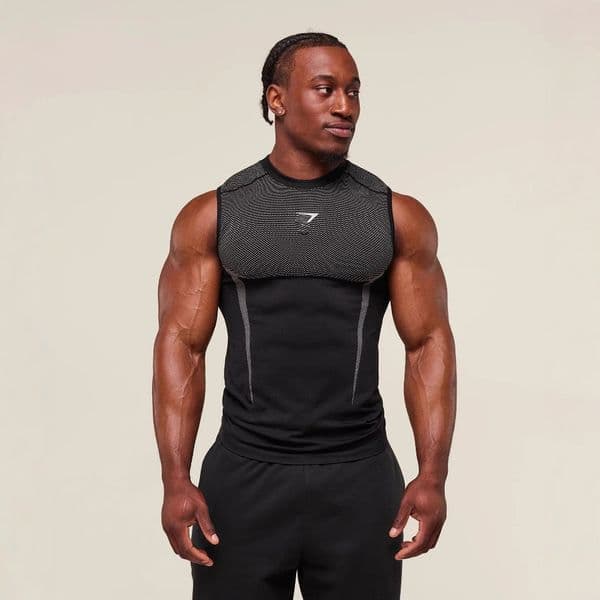 Men gym Seamless Compression sharkTank Top Sleeveless Fitness Vest Quick Dry Breathable Muscle Workout Training Sports Tank Tops