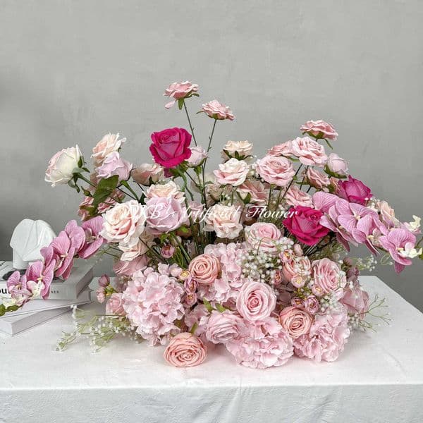 Pink Rose Orchid Hydrangea Flower Ball, Romantic Wedding Table Centerpiece L260601