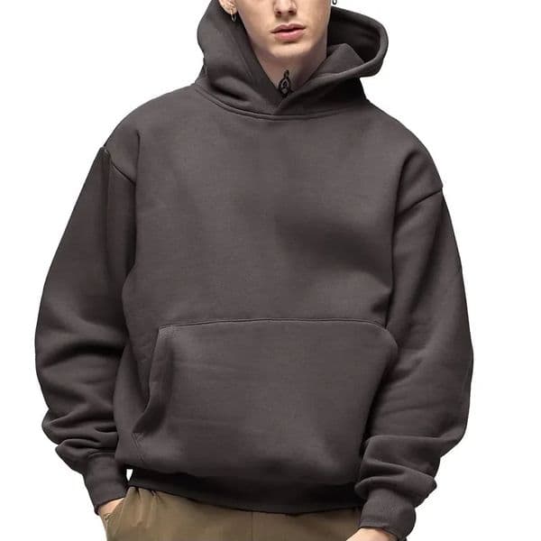 500GSM Heavy Weight Fashion Mens Hoodies Autumn Winter Casual Thick Cotton Mens Top Solid Color Hoodies Sweatshirt Male 260604