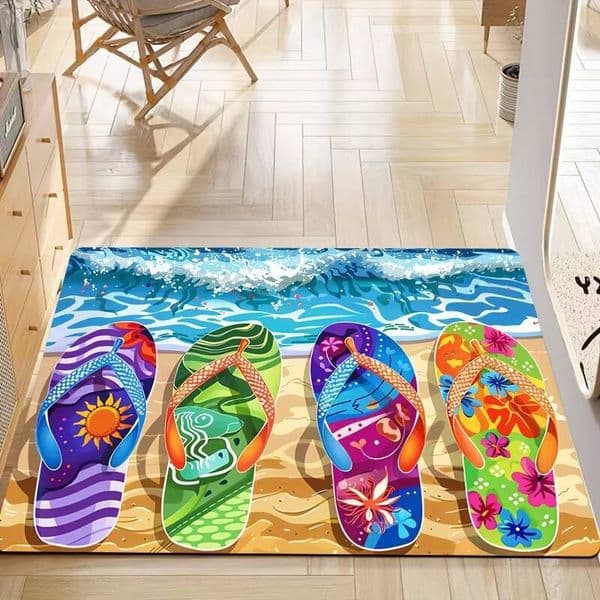 1 Piece/Hot Summer Beach Slippers, 8Mm Thick, Soft And Thick Bathroom Kitchen Mat, Living Room Carpet, Bedroom Carpet