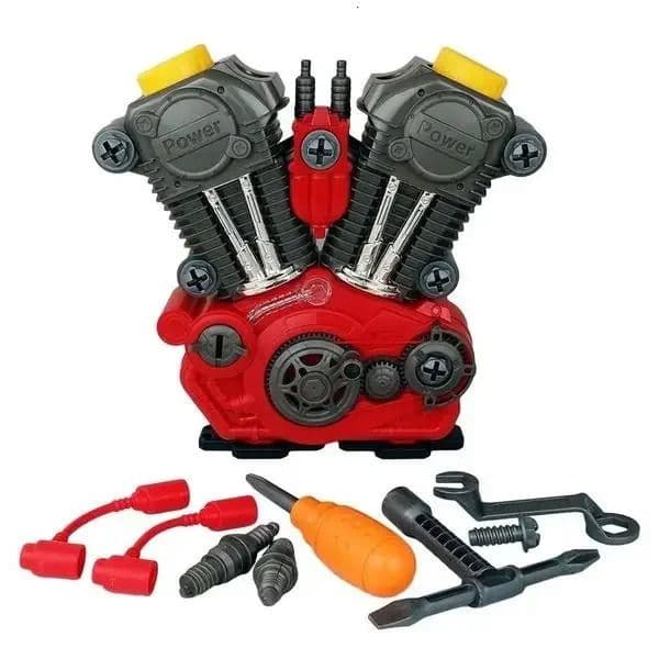 Children Toys Simulation Motorcycle Engine Overhaul Play Set with Light Sound DIY Assembly Mechanic Kit 260603