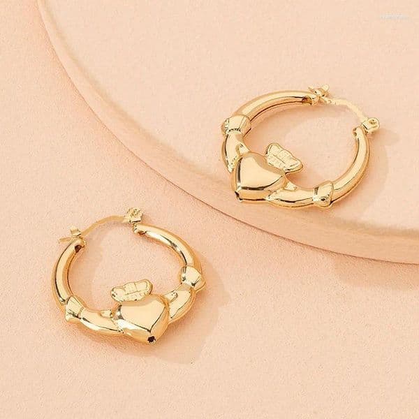 Hoop Earrings Chunky Claddagh For Women Heart Strong Minimalist Cute Jewelry In 2026