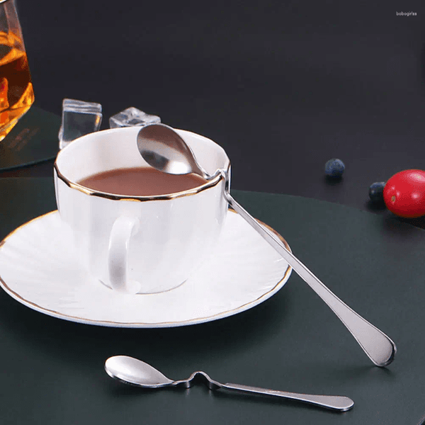 Coffee Scoops 4Pcs Stainless Steel S-Shaped Hanging Spoon Curved Handle Stirring For Tea Honey Jam Ice Cream Dessert Serving