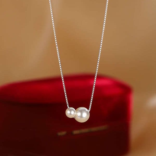 Two Pearl Necklace for Women Fashion Simple Light Luxury Niche Design Sense Elegant Minimalist Style Exquisite Collarbone Chain Jewelry