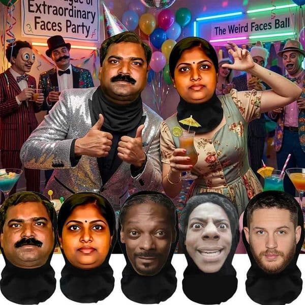 Indian-style 3D Party Realistic Mask Headgear Abstract and Funny Cosplay Mask Essential Equipment for Going Out for Cycling C260604