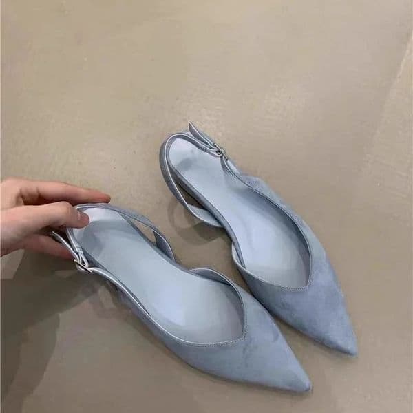 Concise Pointed Toe Square Low Heels Women Sandals Elegant Slingbacks Banquet Party Mule Shoes 260604