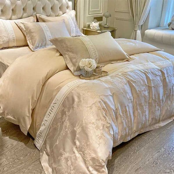 Light luxury 60 skin-friendly cotton four-piece high-end quilt cover bed sheet mattress beddingT260604