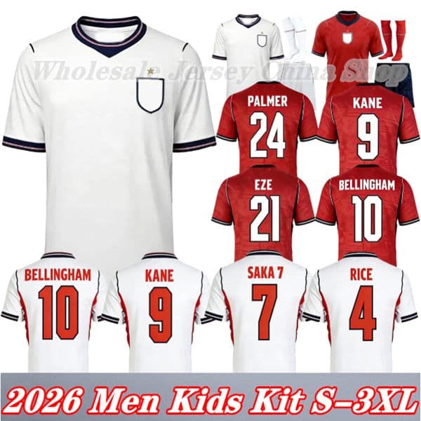 2026 England World Cup Soccer Jerseys KANE SAKA BELLINGHAM ROGERS RICE FODEN GORDON PALMER RASHFORD 26 27 national teamMen kids Kits Football Shirt Uniform