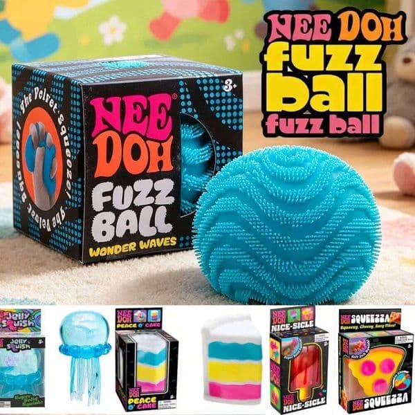NeeDoh Fuzz Ball Blind Box Series, Soft Fuzzy Stress Relief Squishy Ball, Fun Desktop Ornament Sensory Toy 26L0604