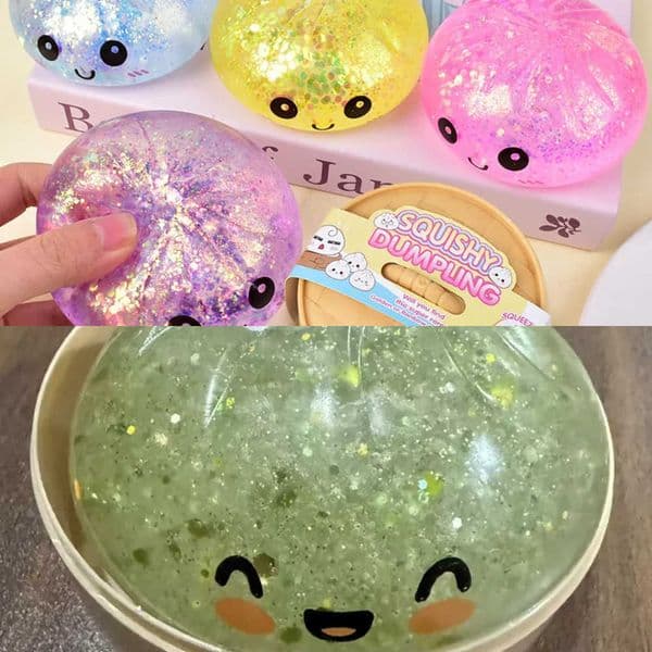 Bun Stress Relief Fidget Squishy Hot Glitter Dumpling Squishy with Box Dumplings Sensory Squeeze Toy for Stress Relief Fans Gift L260604